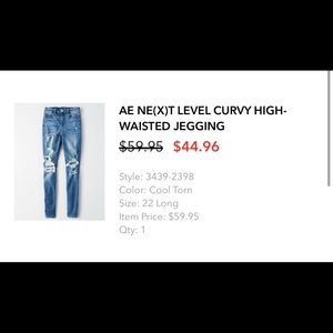American Eagle Hi rise Curvy jeggings